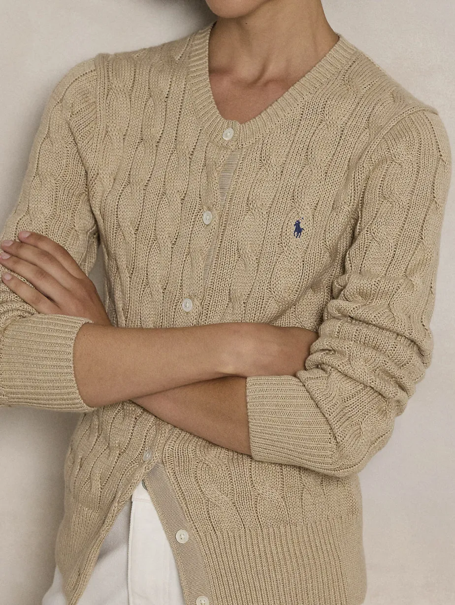 Cardigan in Cotone a Trecce Beige