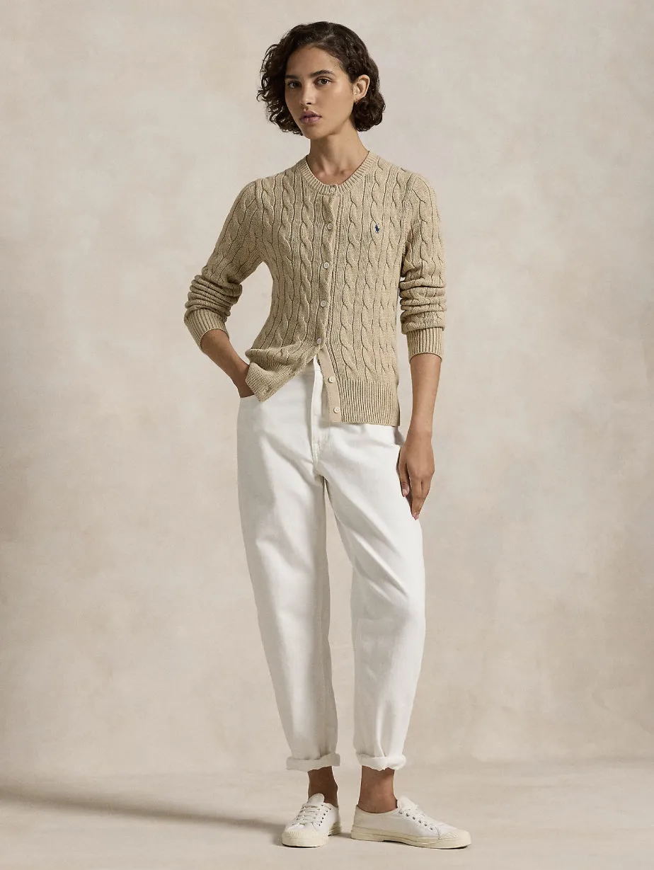 Cardigan in Cotone a Trecce Beige