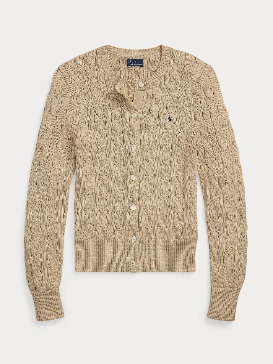 Cardigan in Cotone a Trecce Beige