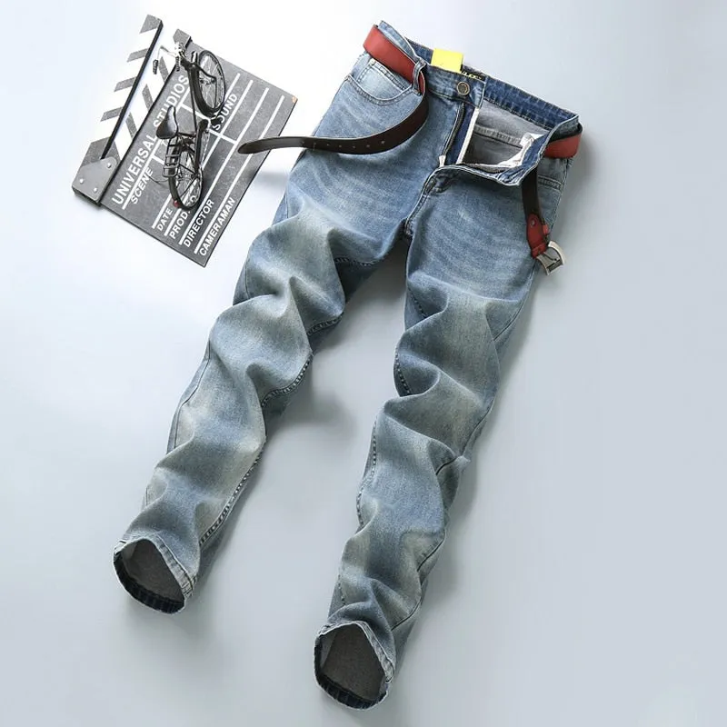Casual Elastic Denim Pants