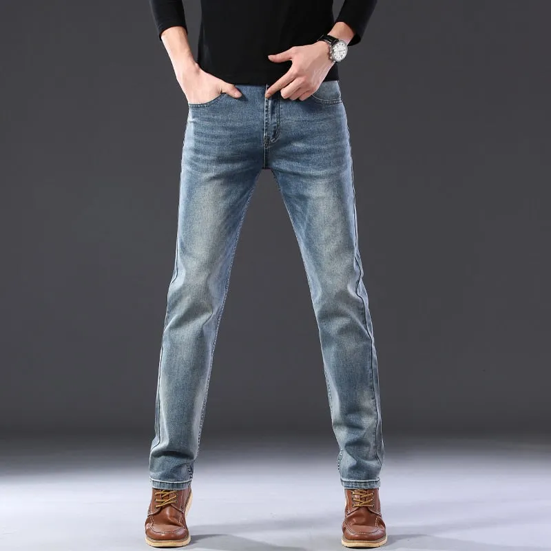 Casual Elastic Denim Pants
