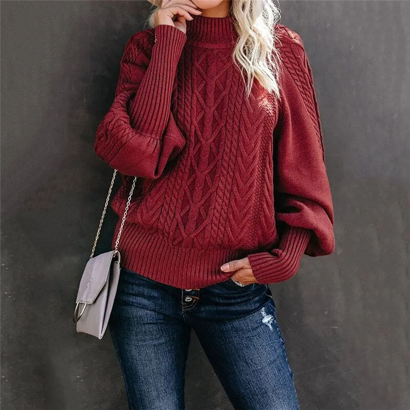 ChillChic-Jacquard-Pullover mit hohem Ausschnitt