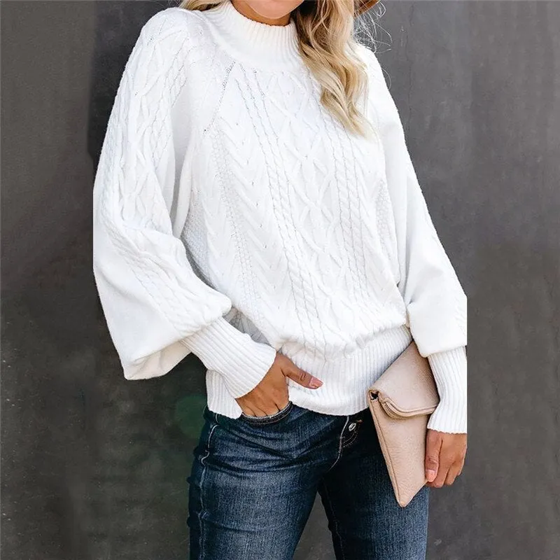 ChillChic-Jacquard-Pullover mit hohem Ausschnitt