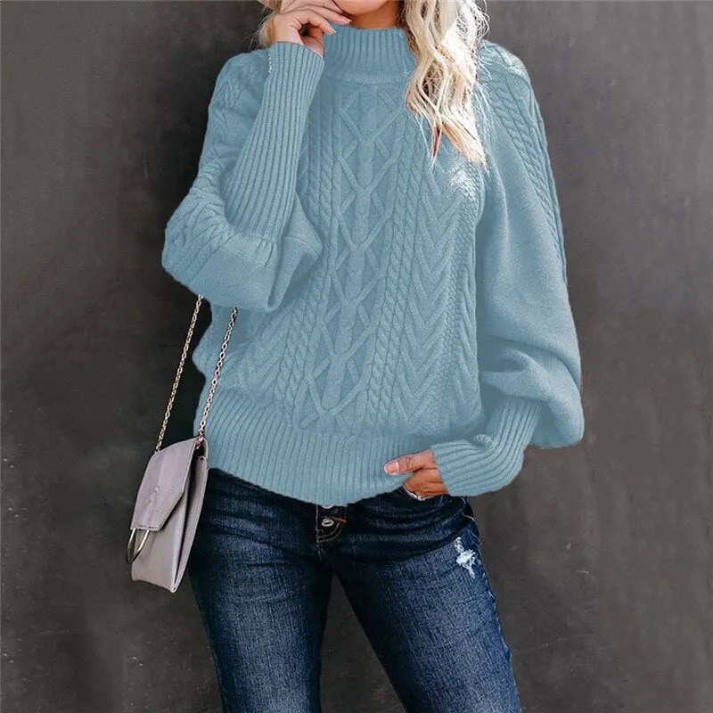 ChillChic-Jacquard-Pullover mit hohem Ausschnitt