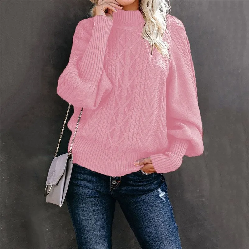 ChillChic-Jacquard-Pullover mit hohem Ausschnitt