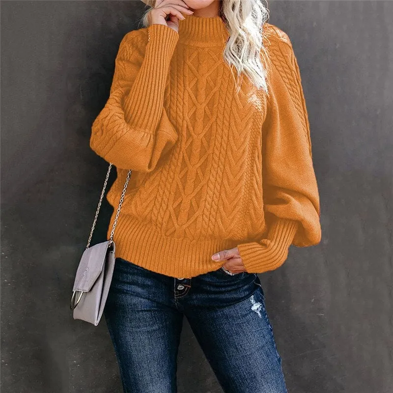 ChillChic-Jacquard-Pullover mit hohem Ausschnitt