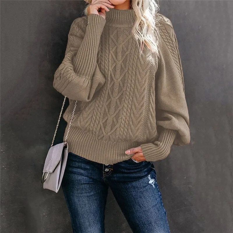 ChillChic-Jacquard-Pullover mit hohem Ausschnitt