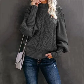 ChillChic-Jacquard-Pullover mit hohem Ausschnitt