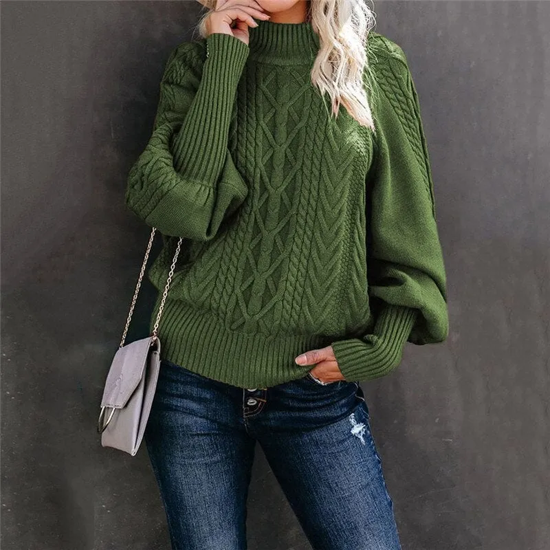 ChillChic-Jacquard-Pullover mit hohem Ausschnitt