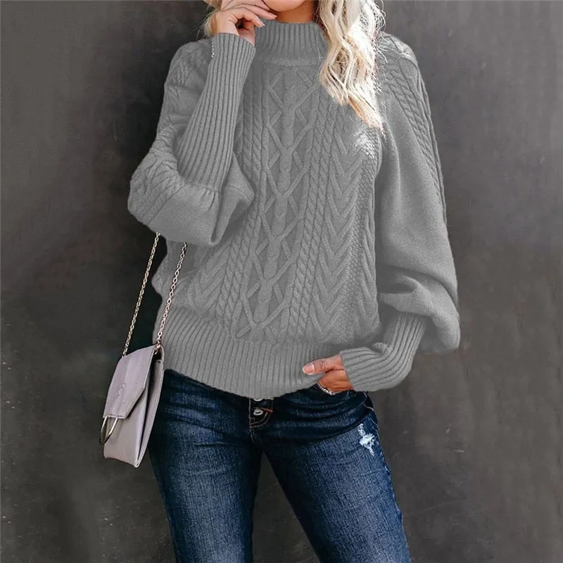 ChillChic-Jacquard-Pullover mit hohem Ausschnitt