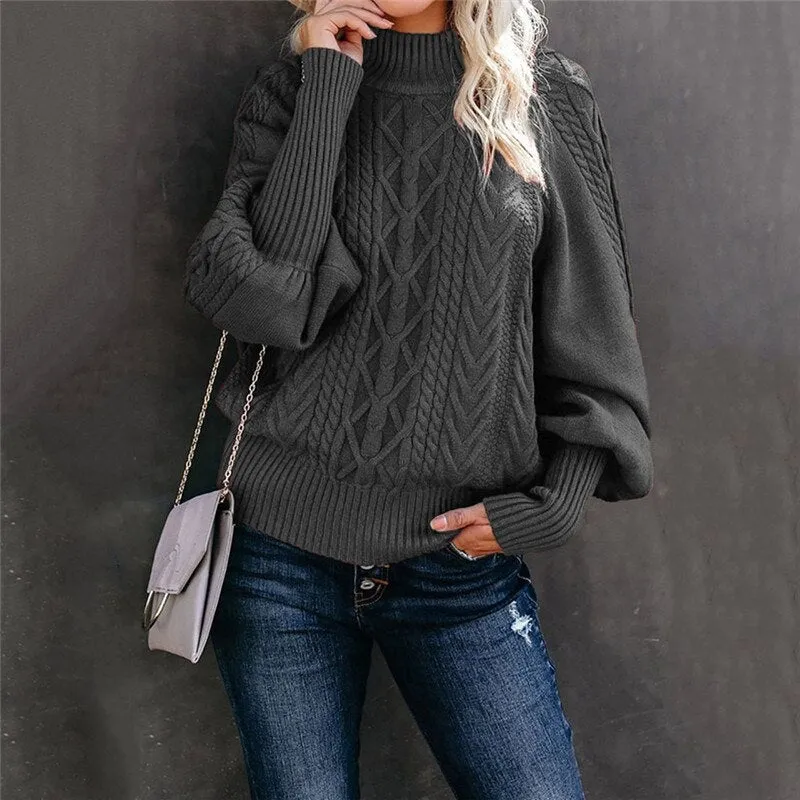 ChillChic-Jacquard-Pullover mit hohem Ausschnitt