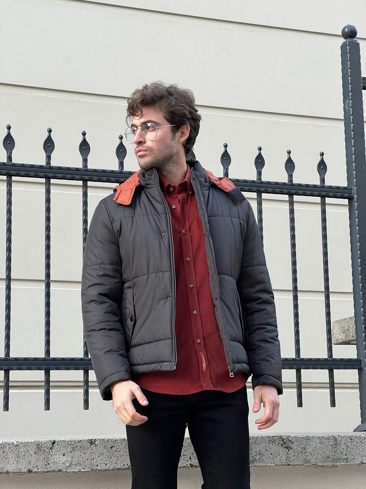 Cole Black Slim Fit Hooded Coat