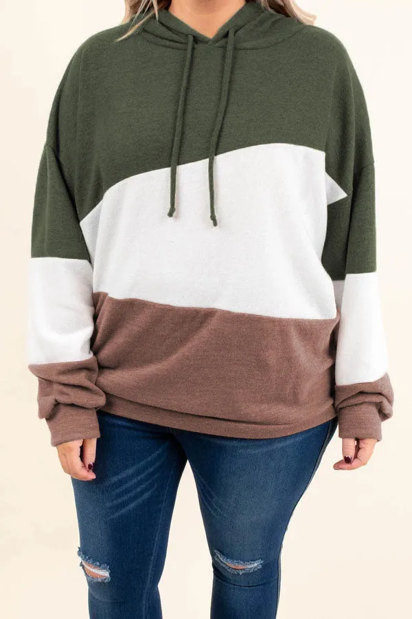 Color Block Plus Size Hoodie Long Sleeve Drawstring Pullover