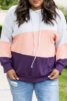 Color Block Plus Size Hoodie Long Sleeve Drawstring Pullover