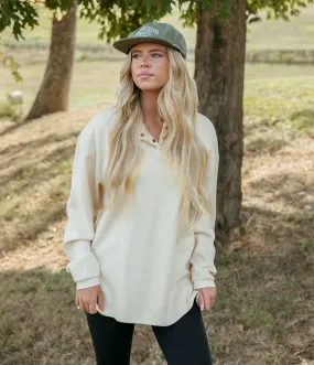 Corded Polo Pullover - Off White