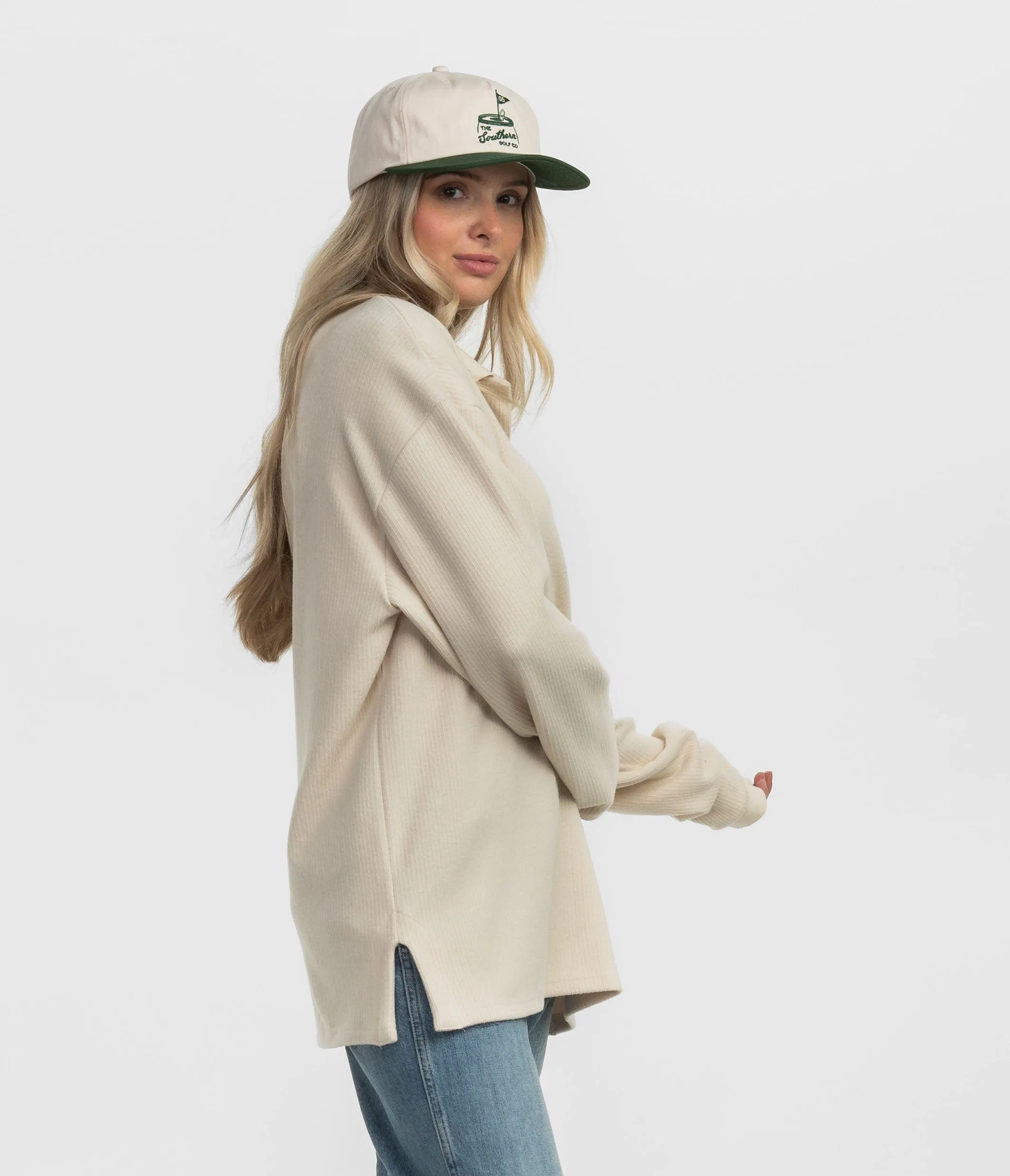 Corded Polo Pullover - Off White