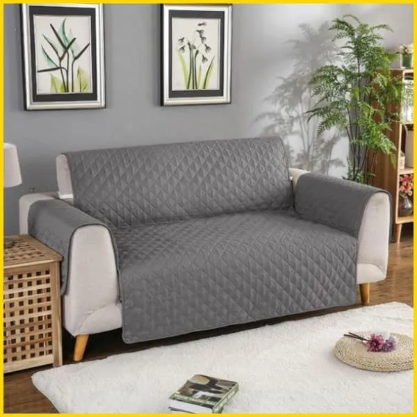 Cotton Quilted Sofa Runner - Sofa Coat (Grey)