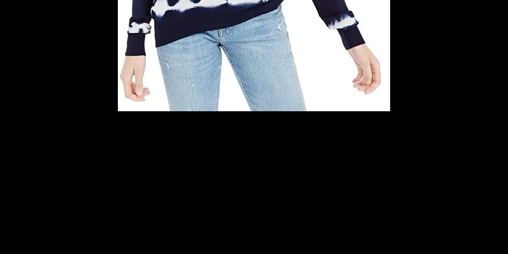 Crave Fame Juniors' Tie-Dyed Pullover Sweater Dark Blue Size Extra Small
