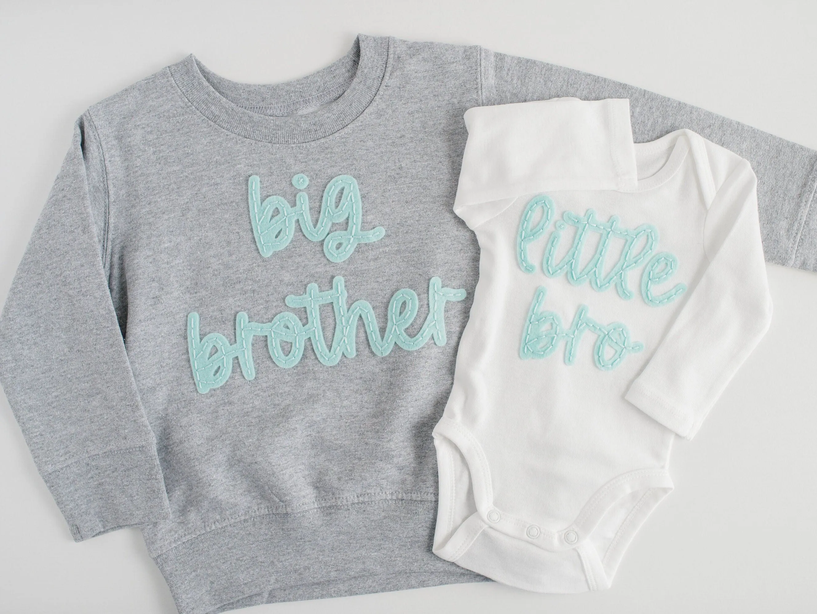 Custom Hand-Embroidered Long-Sleeve Bodysuit | Felt Name Baby Bodysuit, Hand Stitched Baby Bodysuit, Custom Newborn Bodysuit