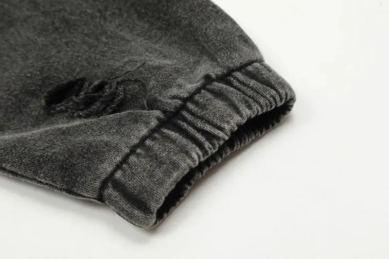 Destroyed Cotton Hoodie with Concept Patch