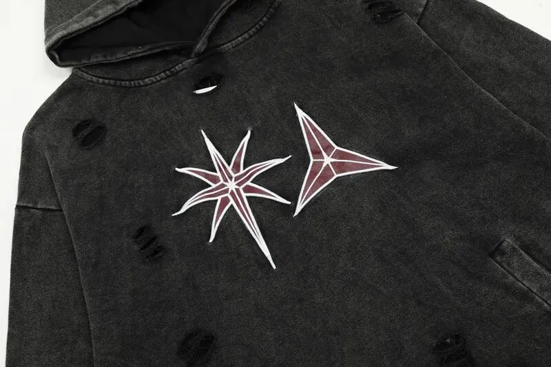Destroyed Cotton Hoodie with Concept Patch