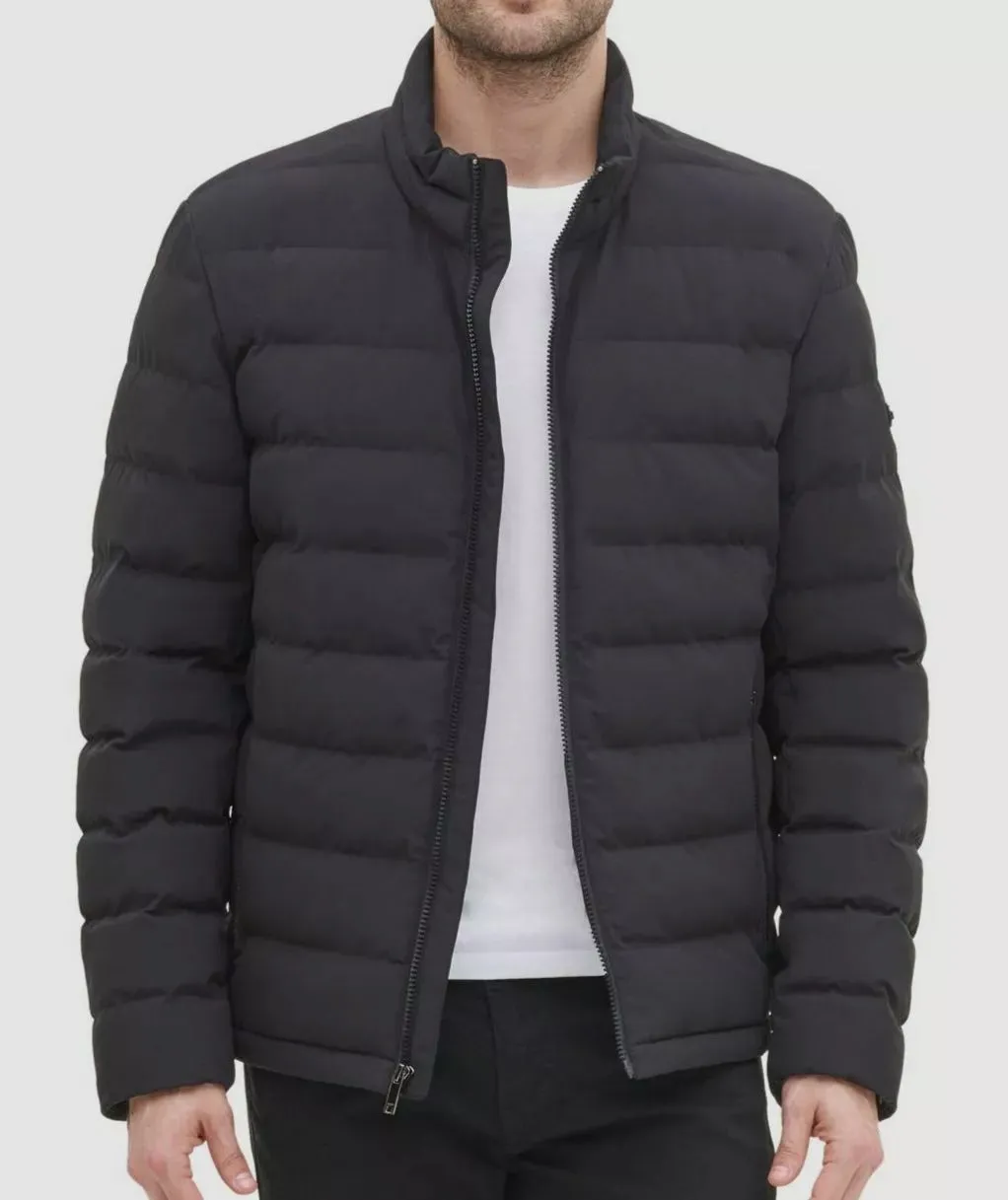 Dkny Mens Puffer Jacket Coat Large Black Solid