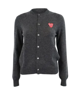 Double Eye Heart Cardigan - Dark Grey