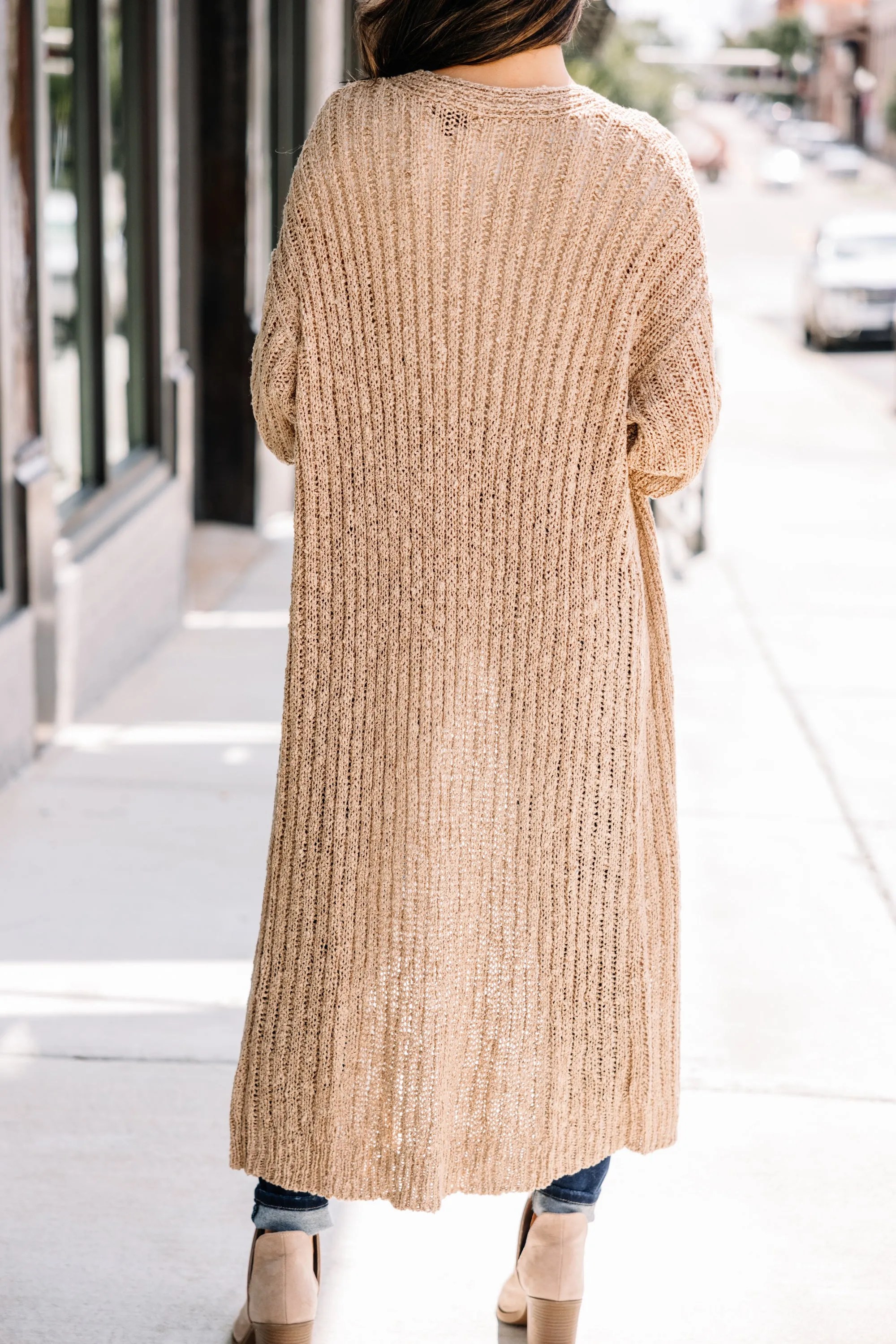 Everyday Essence Camel Brown Knit Cardigan