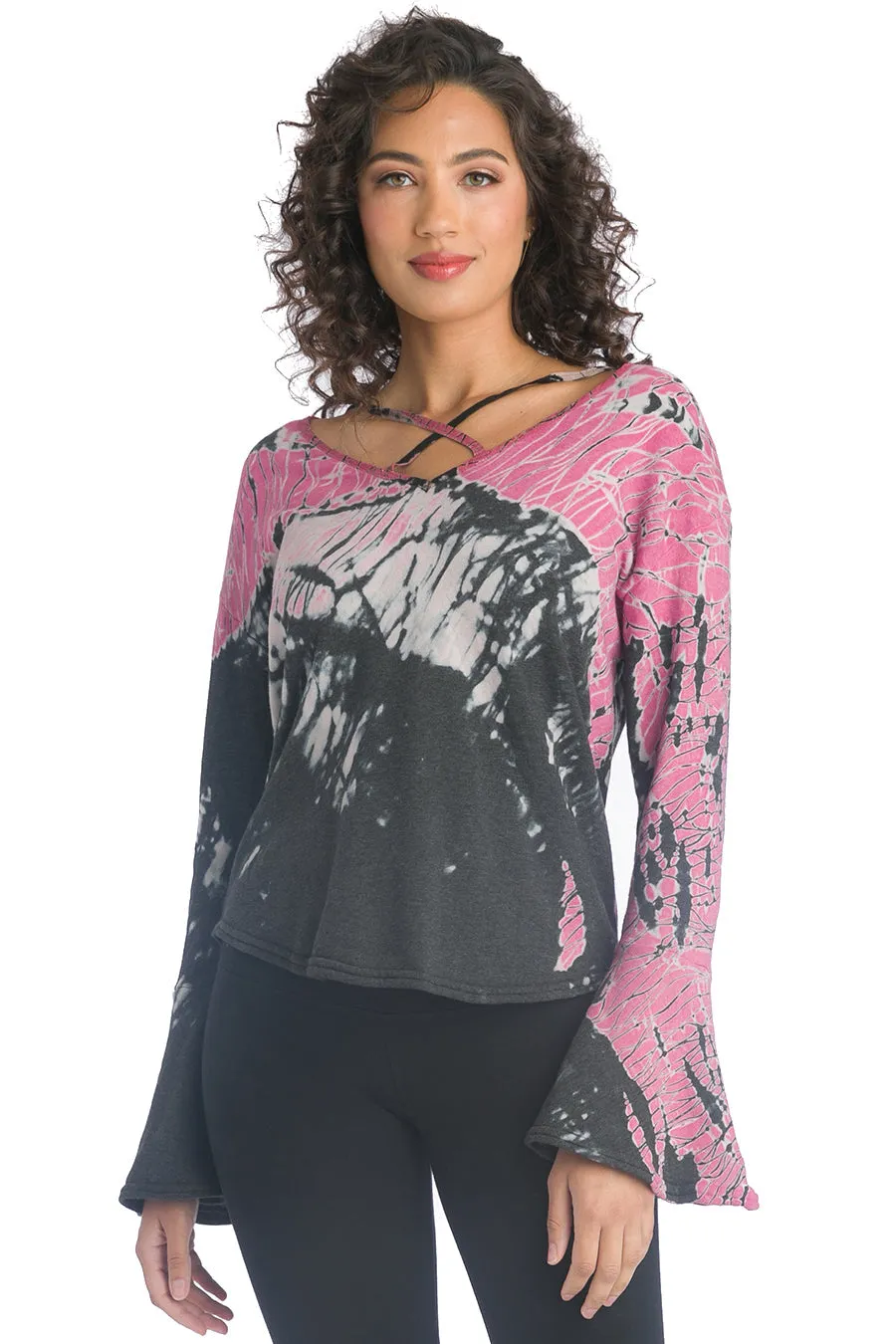 Flare Sleeve Criss Cross Pullover