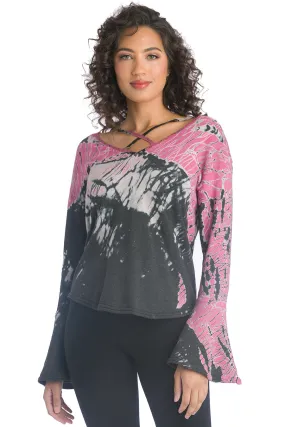 Flare Sleeve Criss Cross Pullover