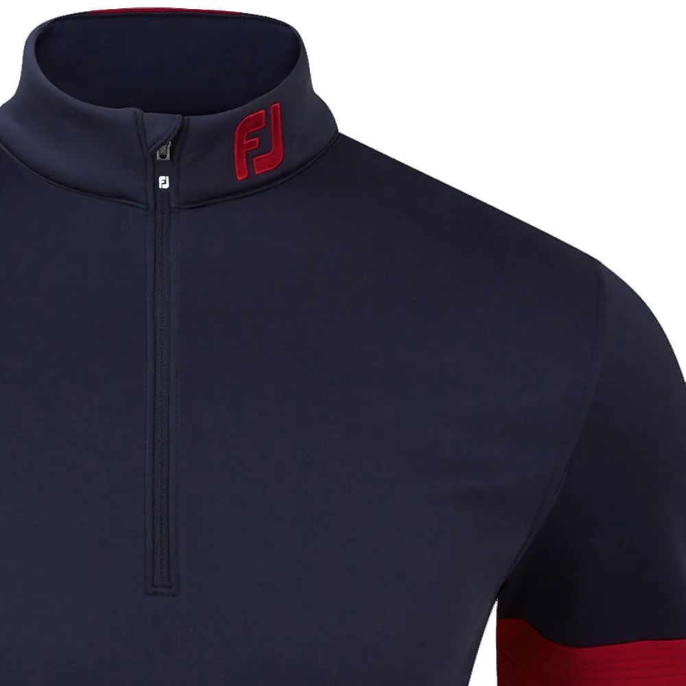 FootJoy Ribbed Chill-Out XP 1/2 Zip Pullover - Navy/Bright Red