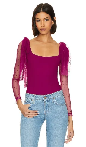Free People x Intimately FP Tongue Tied Bodysuit in Fuchsia
