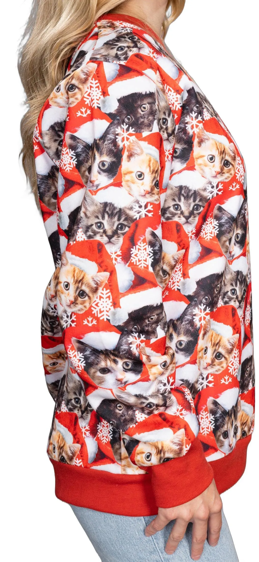 Funny Christmas Cat Sweatshirt JulesRoche All-Over Graphic Pullover