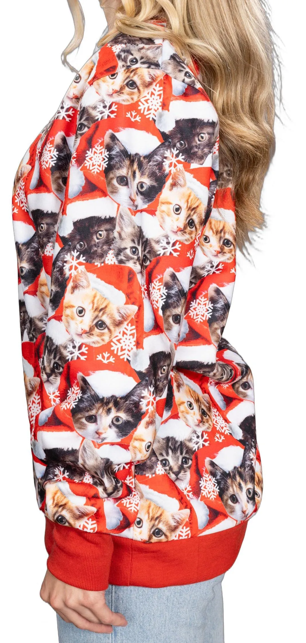 Funny Christmas Cat Sweatshirt JulesRoche All-Over Graphic Pullover