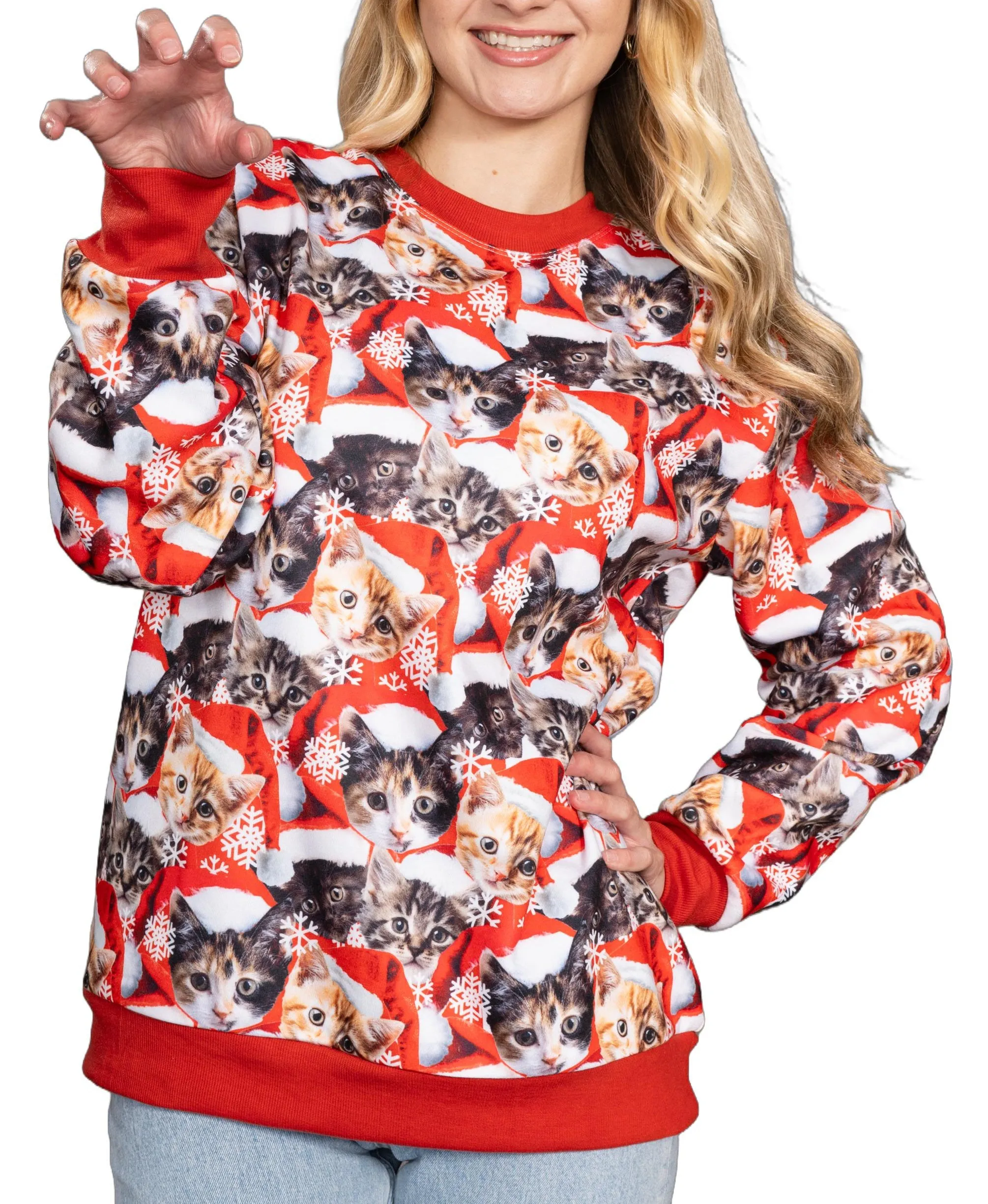 Funny Christmas Cat Sweatshirt JulesRoche All-Over Graphic Pullover