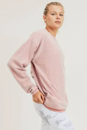 Fuzzy Mineral-Washed Pullover with Pockets