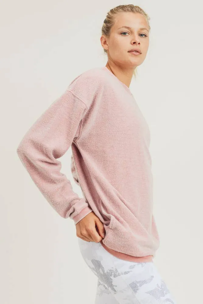 Fuzzy Mineral-Washed Pullover with Pockets