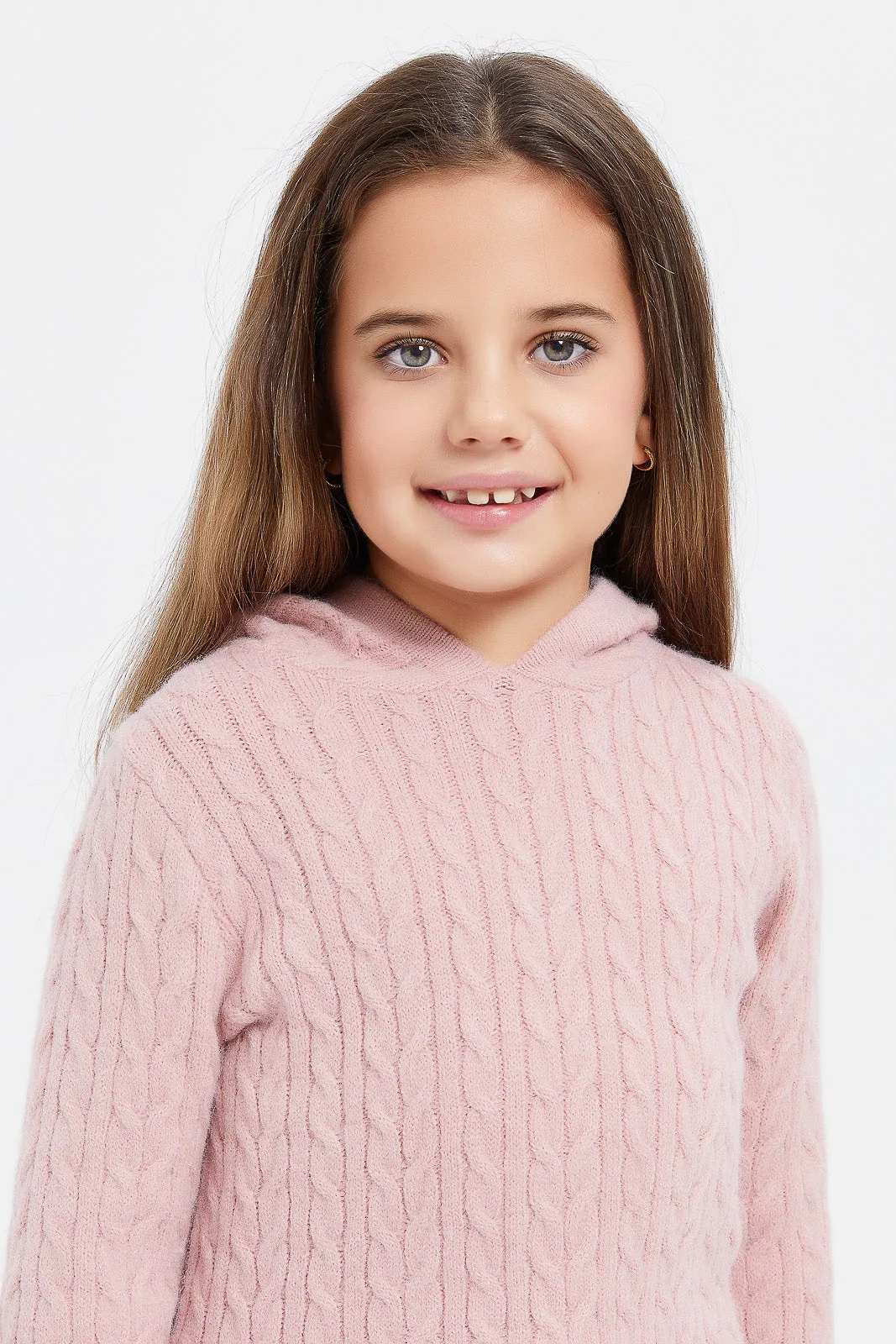 Girls Pink Hooded Pullover