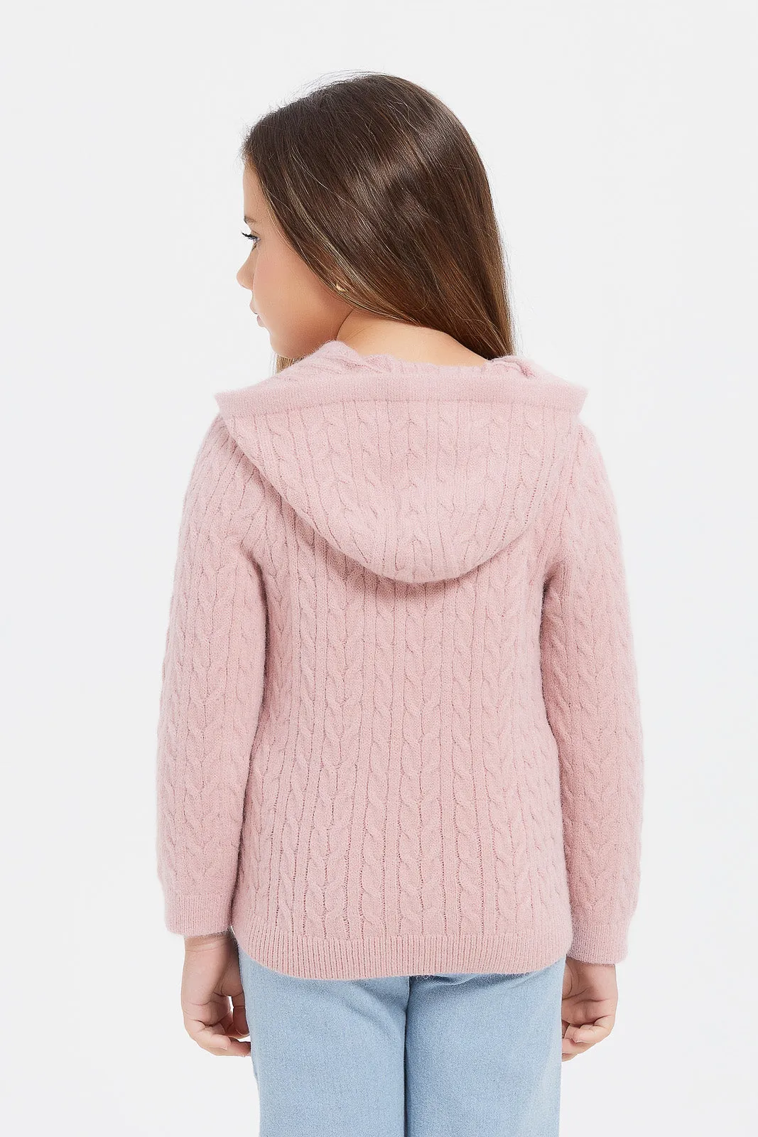 Girls Pink Hooded Pullover