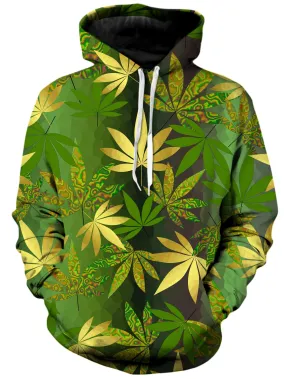 Gold Weed Leaves Unisex Hoodie (Clearance)