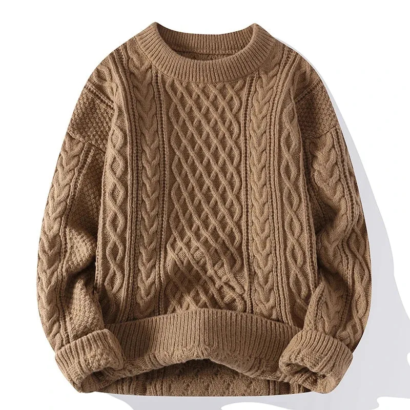 Herbst Winter Männer Pullover Vintage o Hals einfarbig Herren Strick pullover lose Harajuku Herren Retro Strick pullover