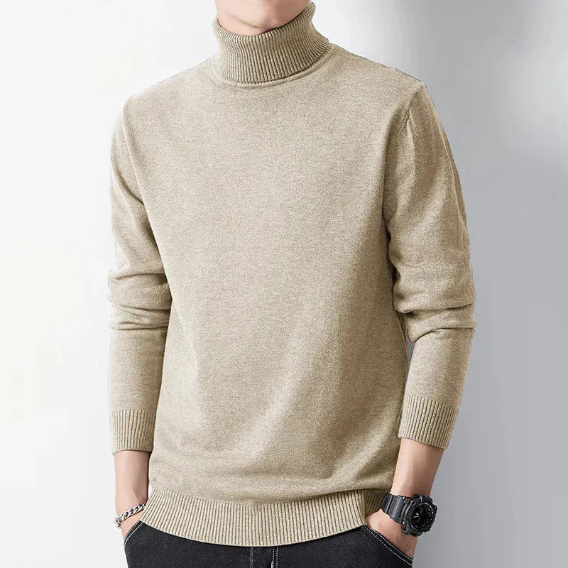 Herbst Winter Rollkragenpullover Männer Mode Slim Fit Gestrickte Pullover Herren Einfarbig Casual Pullover Männlich Warme Strickwaren