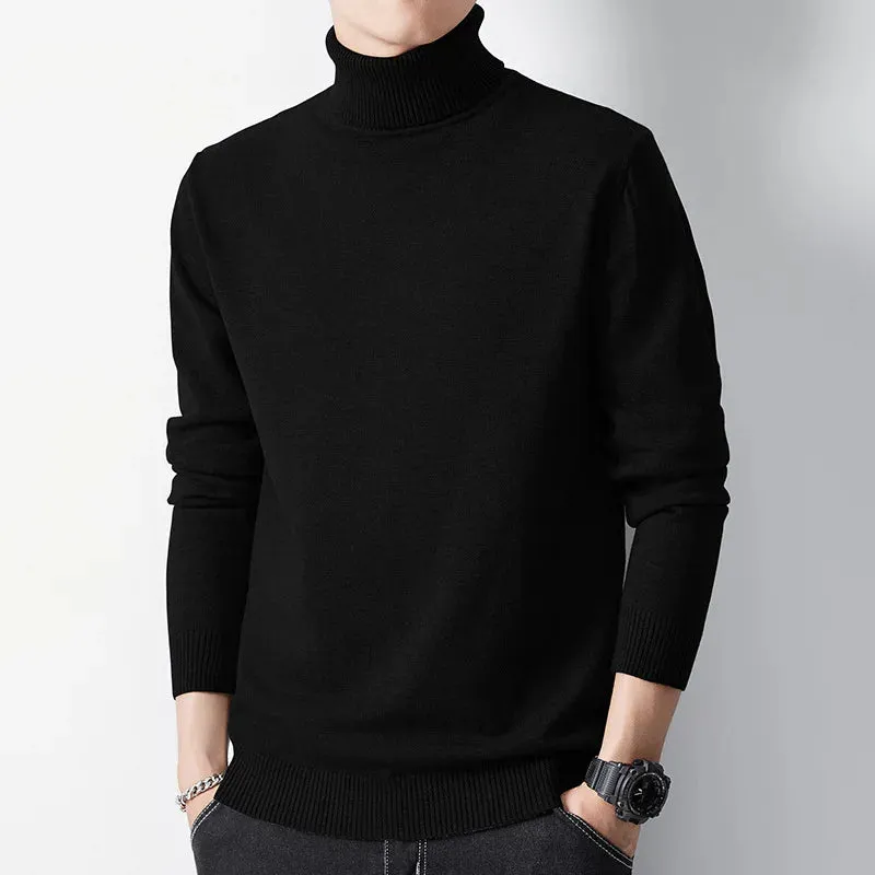Herbst Winter Rollkragenpullover Männer Mode Slim Fit Gestrickte Pullover Herren Einfarbig Casual Pullover Männlich Warme Strickwaren