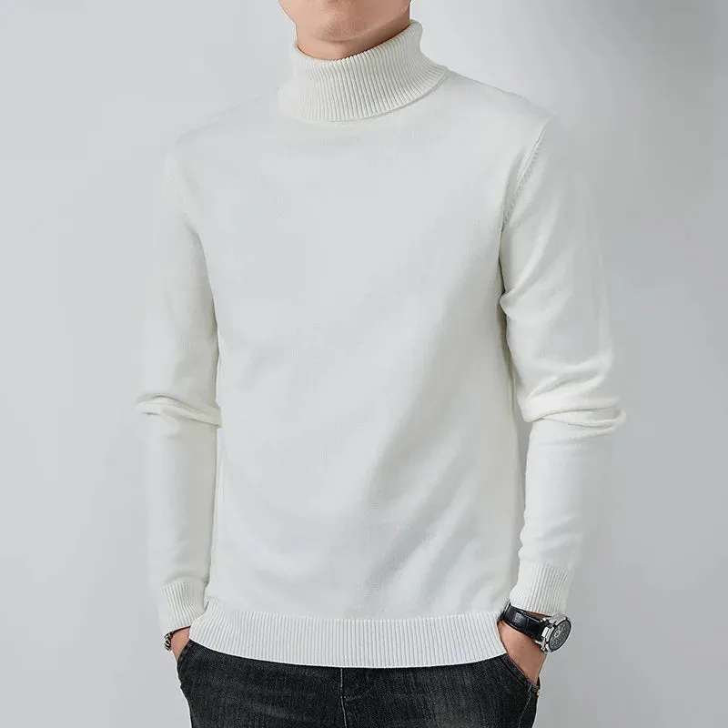 Herbst Winter Rollkragenpullover Männer Mode Slim Fit Gestrickte Pullover Herren Einfarbig Casual Pullover Männlich Warme Strickwaren