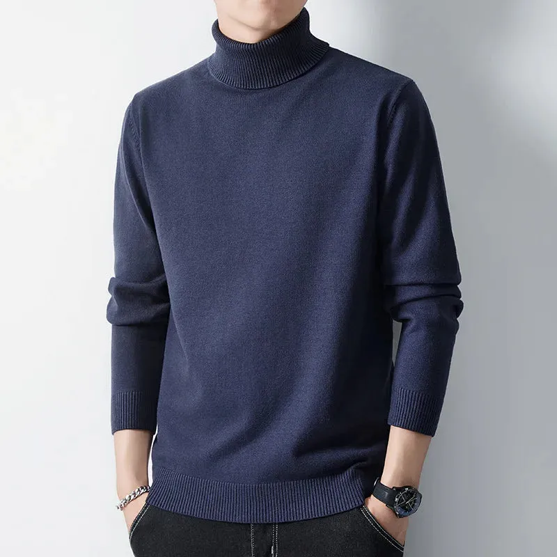 Herbst Winter Rollkragenpullover Männer Mode Slim Fit Gestrickte Pullover Herren Einfarbig Casual Pullover Männlich Warme Strickwaren