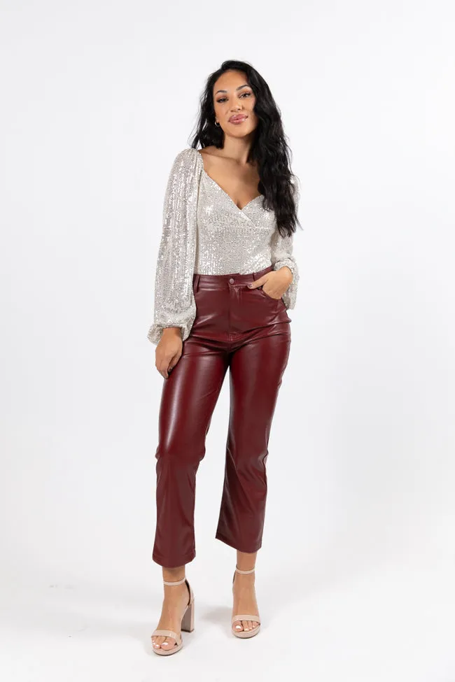 Holiday Toast Champagne Puff Sleeve Sequin Bodysuit FINAL SALE