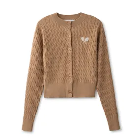 INO-M2-1435 BEIGE CABLE KNIT CARDIGAN