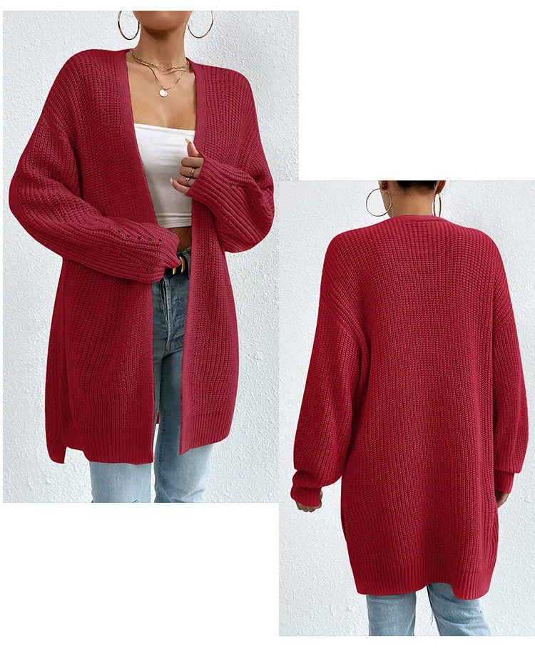 IvyShape | Casual V-Neck Solid Color Knitted Coat