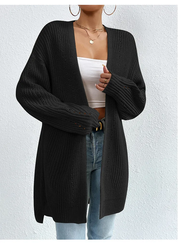 IvyShape | Casual V-Neck Solid Color Knitted Coat