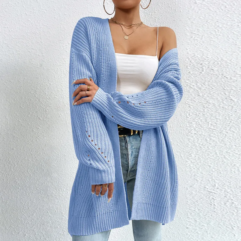 IvyShape | Casual V-Neck Solid Color Knitted Coat